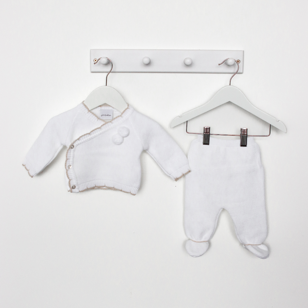 New In Dandelion White Knitted Wrap cardigan and Pants