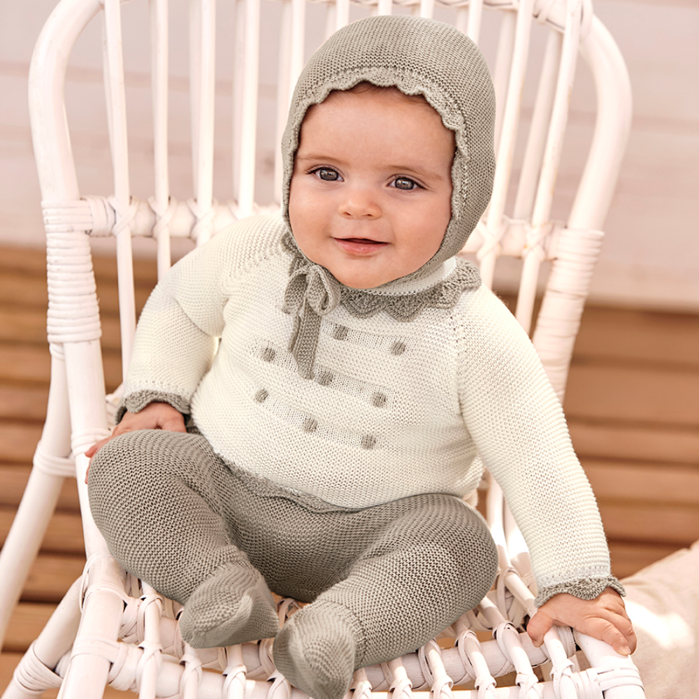 Juliana Girls Cream & Beige Knitted 2 Piece Outfit