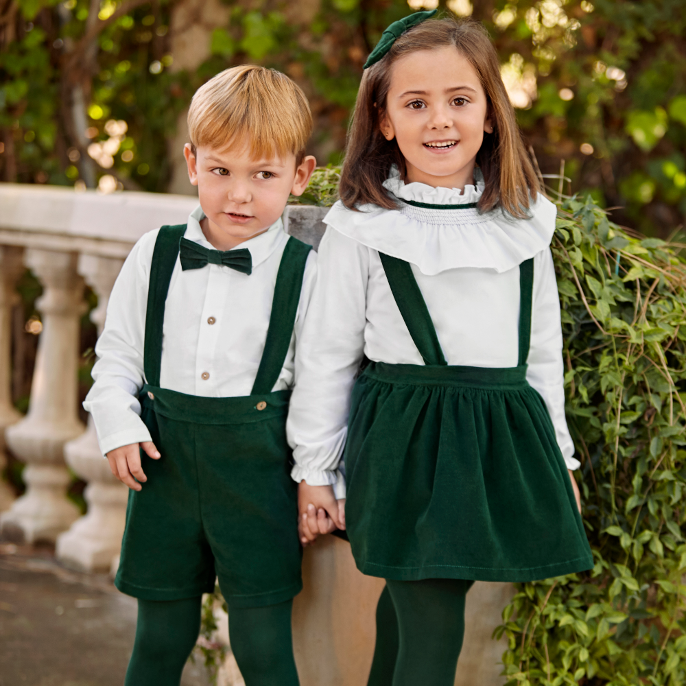 Juliana Girls Green Dungaree Skirt & Top Set