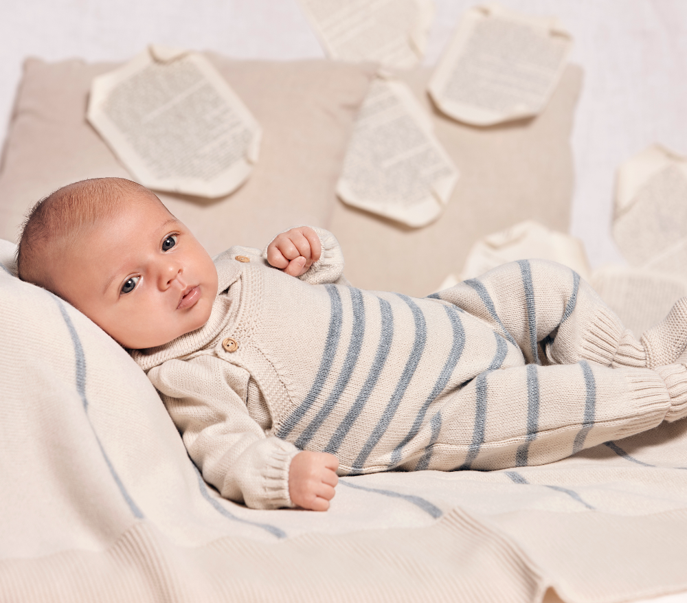 Juliana Boys Oat & Grey Dungaree Knitted Set