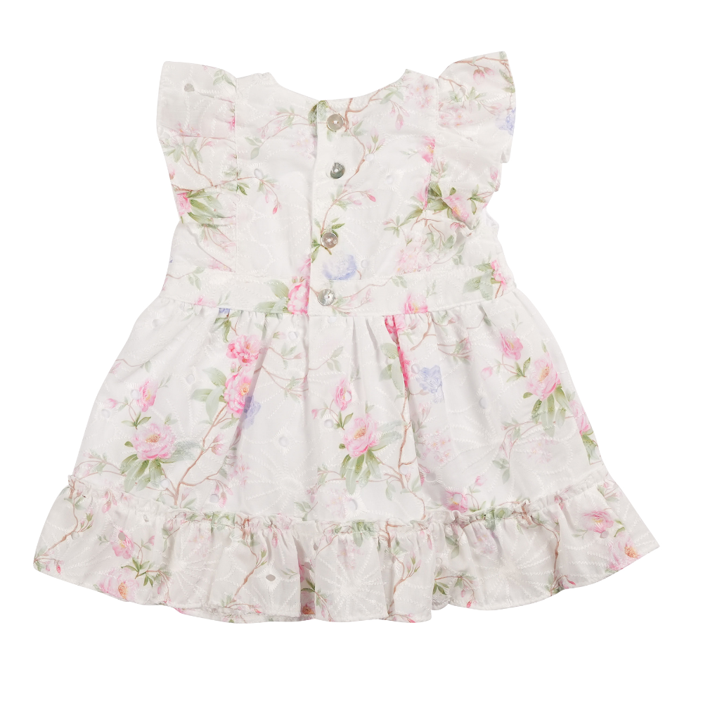 Mintini Girls White Floral  Dress