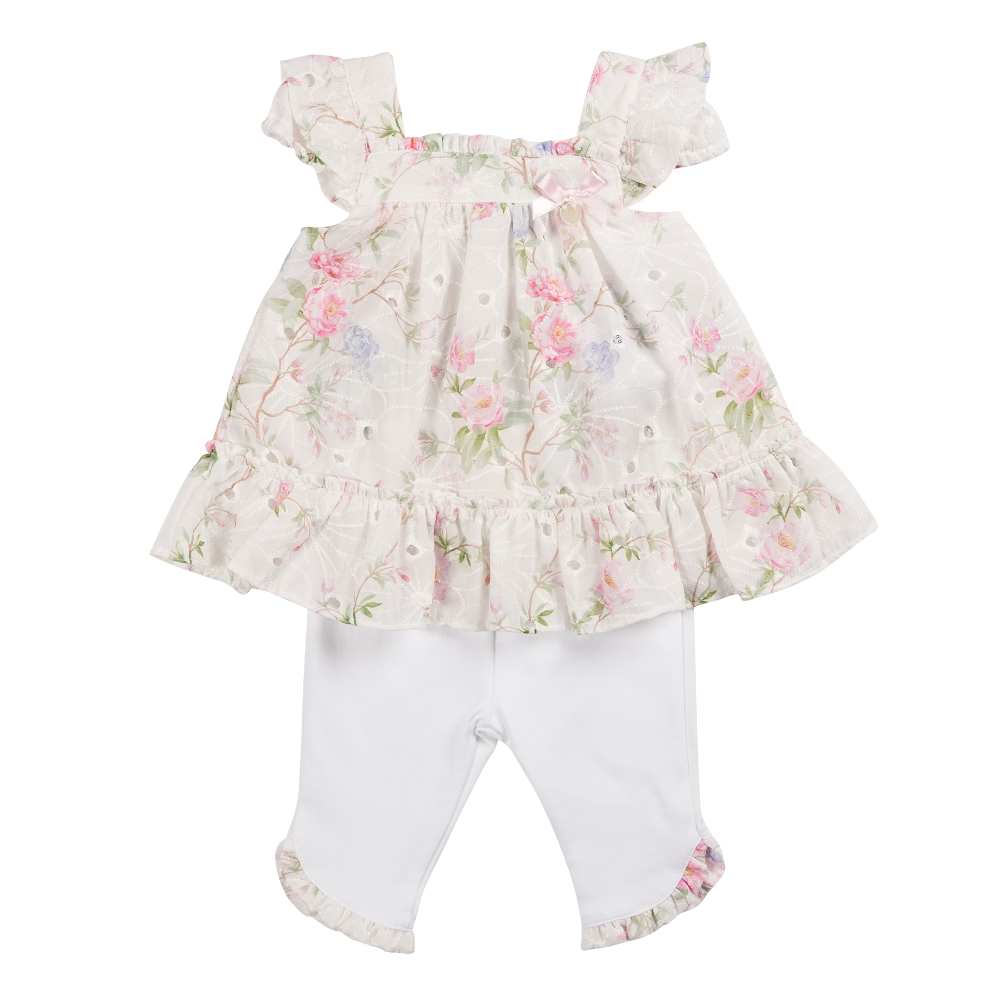 Mintini Girls Floral Top & White Leggings Set