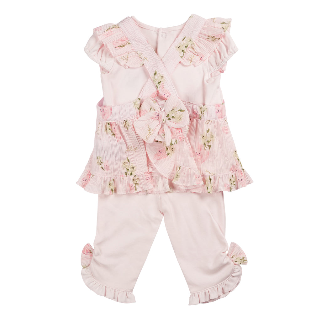  Mintini Girls Pink Floral Top & Leggings Set