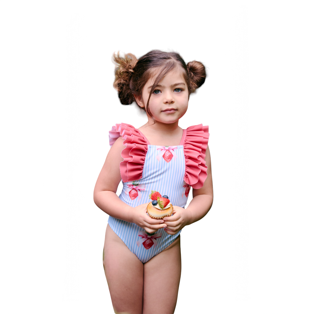 Meia Pata Girls Aruba Strawberry Swimming Costume SS26