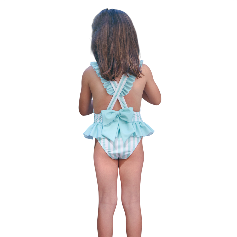 Meia Pata Girls Saona Mint Stripe Swimming Costume SS26