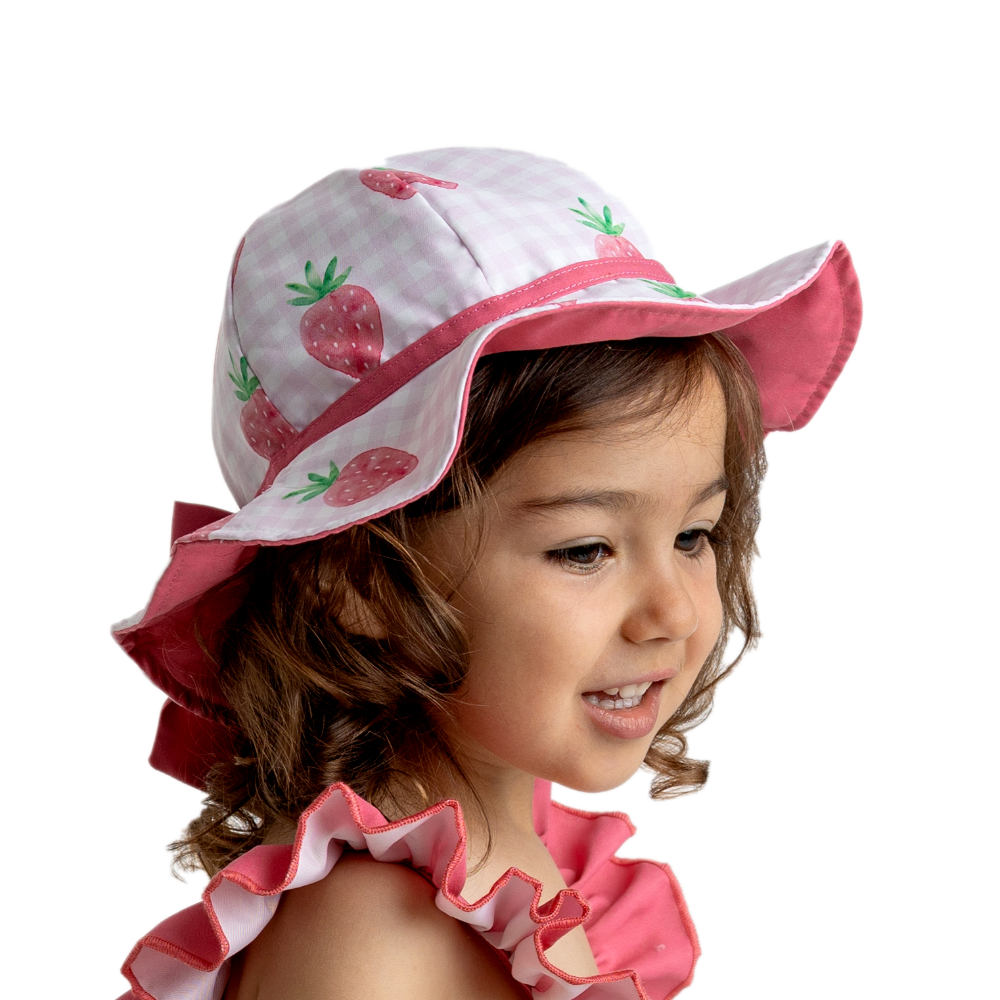 Meia Pata Girls Bow Strawberries Sun Hat