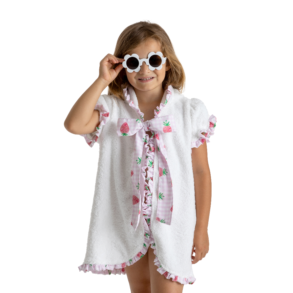 Meia Pata Girls Pink Strawberries Beach Cover Up