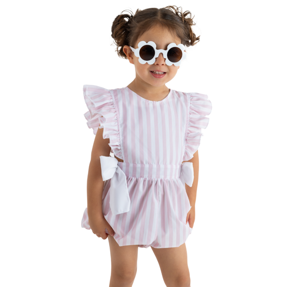 Meia Pata Girls Pink Stripes Jumpsuit