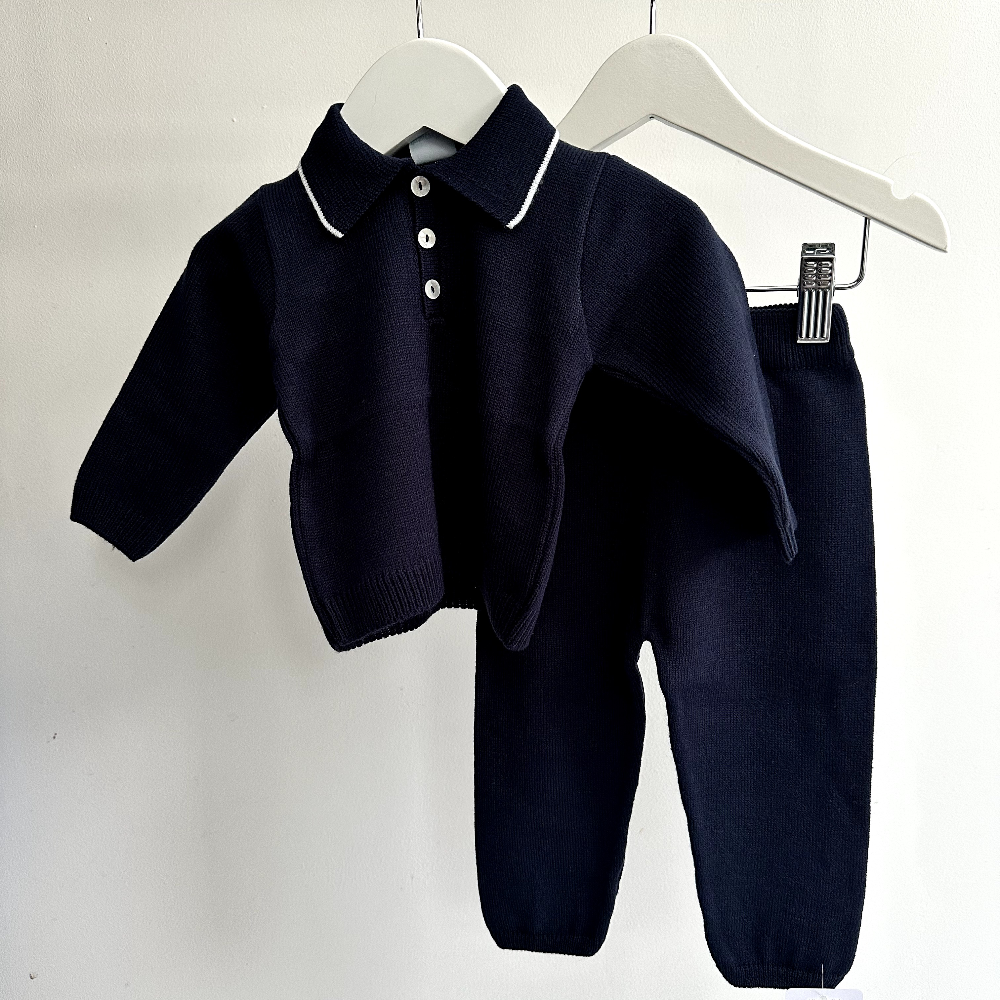 New In Artesania Granlei Boys Navy Knitted Tracksuit