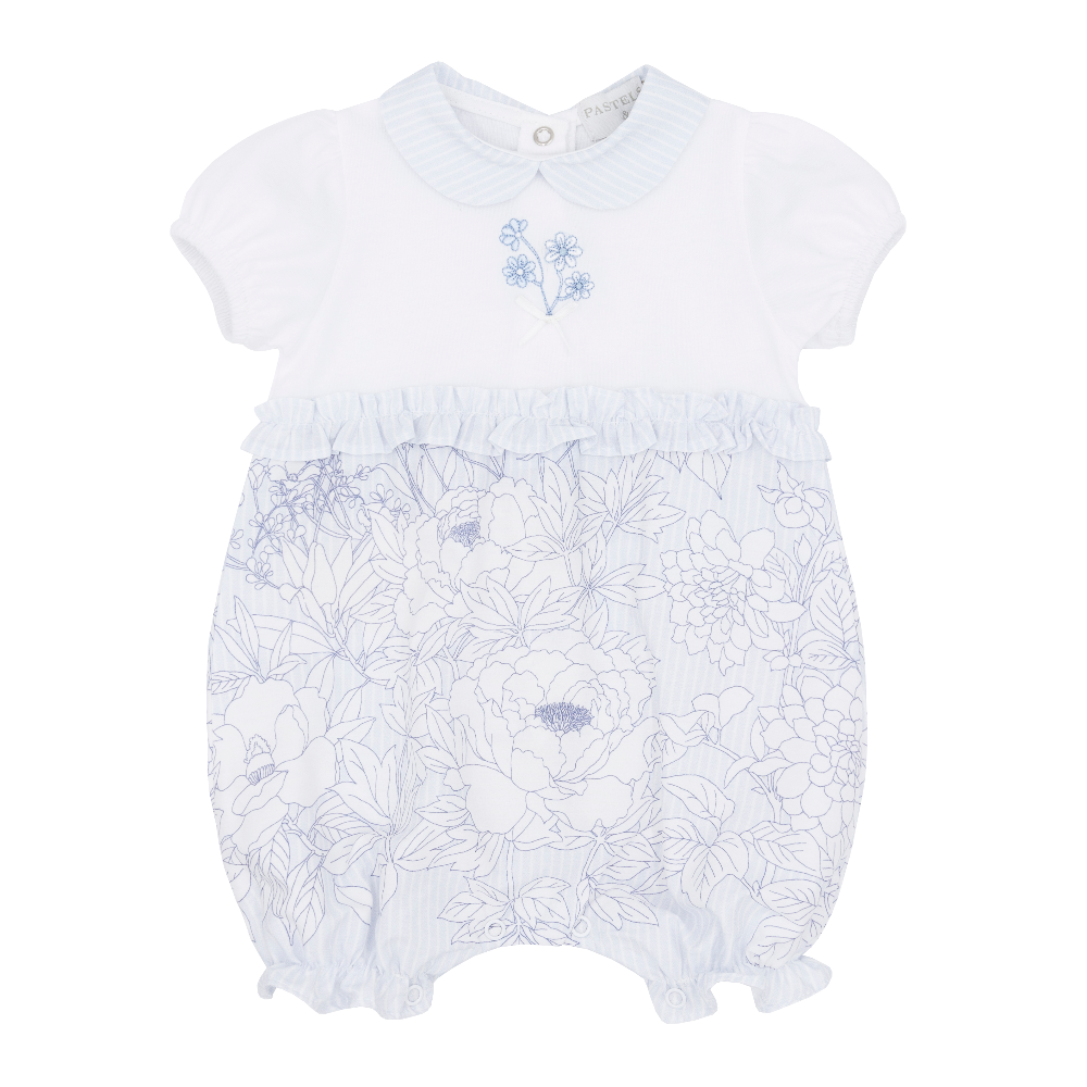 Pastels & Co Girls Blue Floral Romper