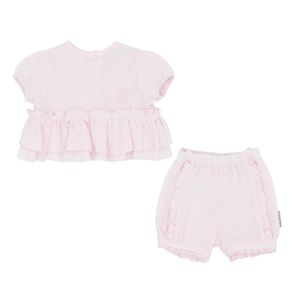 Pastels & Co Girls Pink Bow Shorts Set