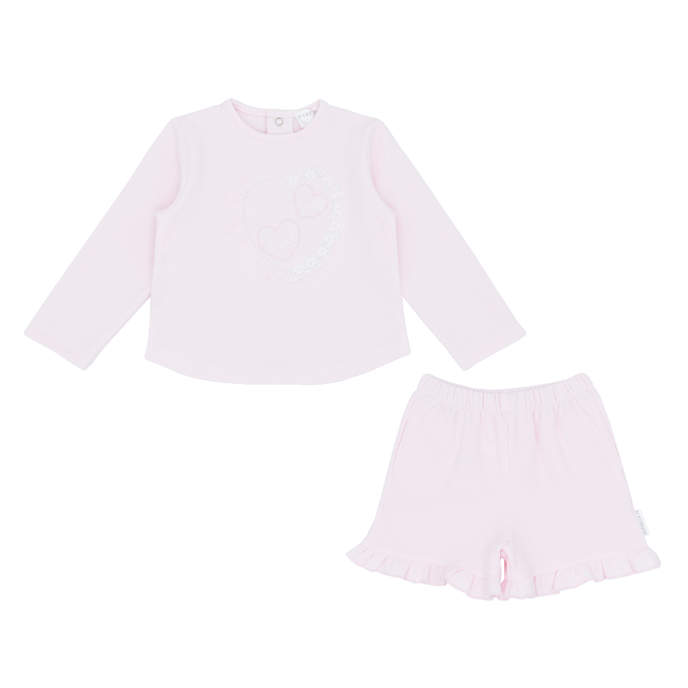 Pastels & Co Girls Belle Fleur Pink Short Set