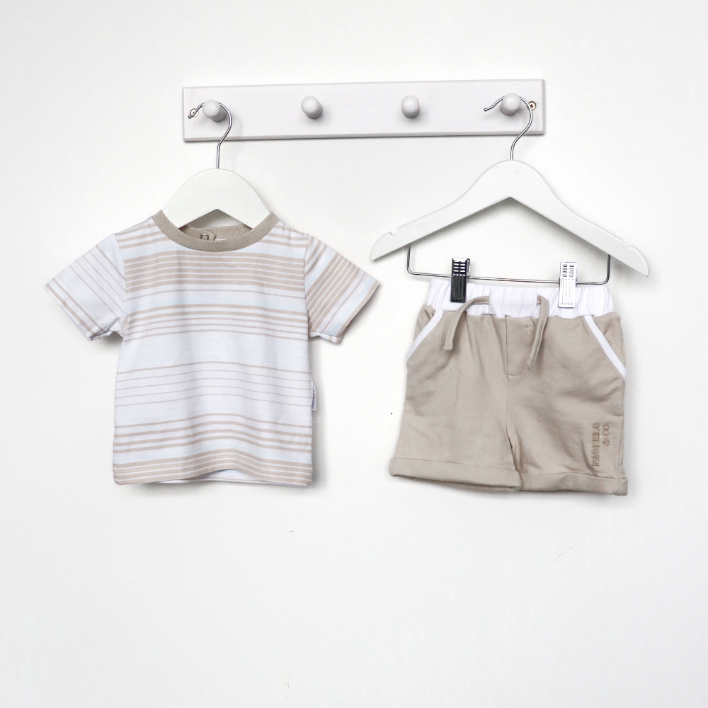 Pastels & Co Boys Striped Shorts Set