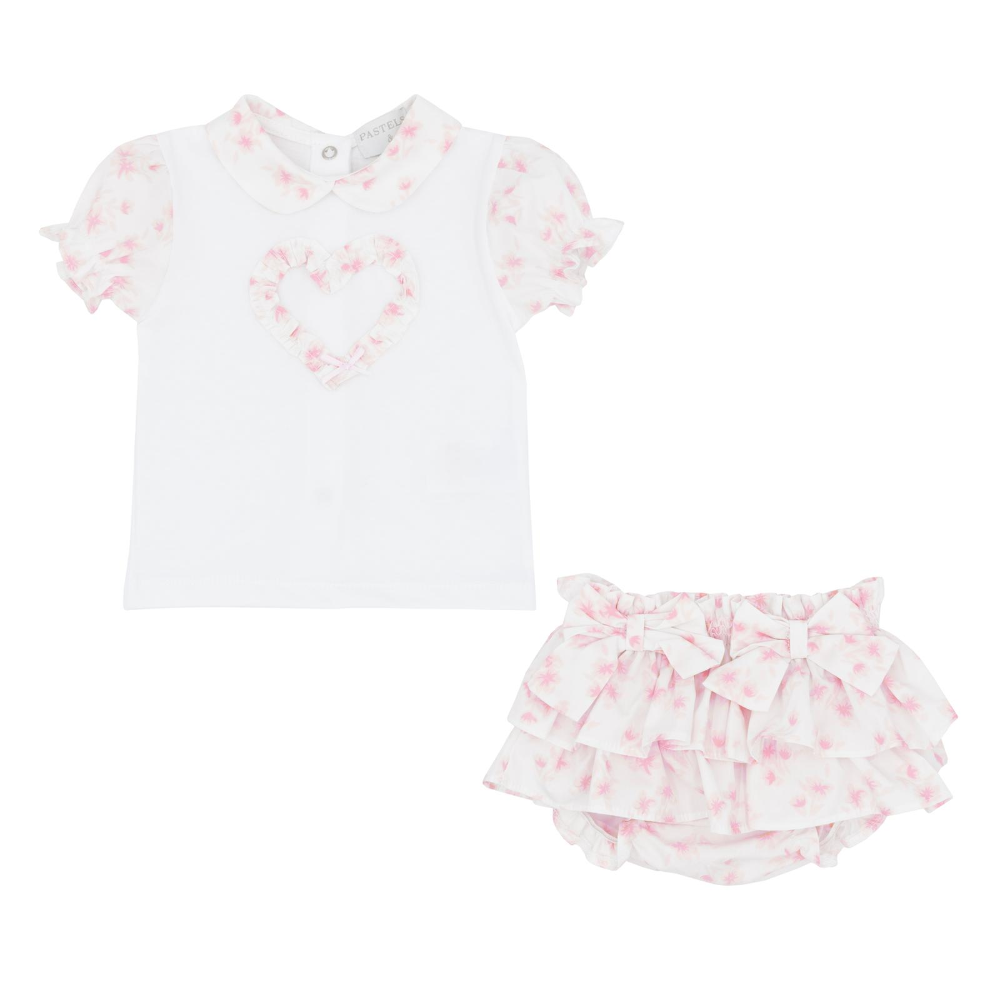 Pastels & Co Girls Pink Blooming Jam Pant Set