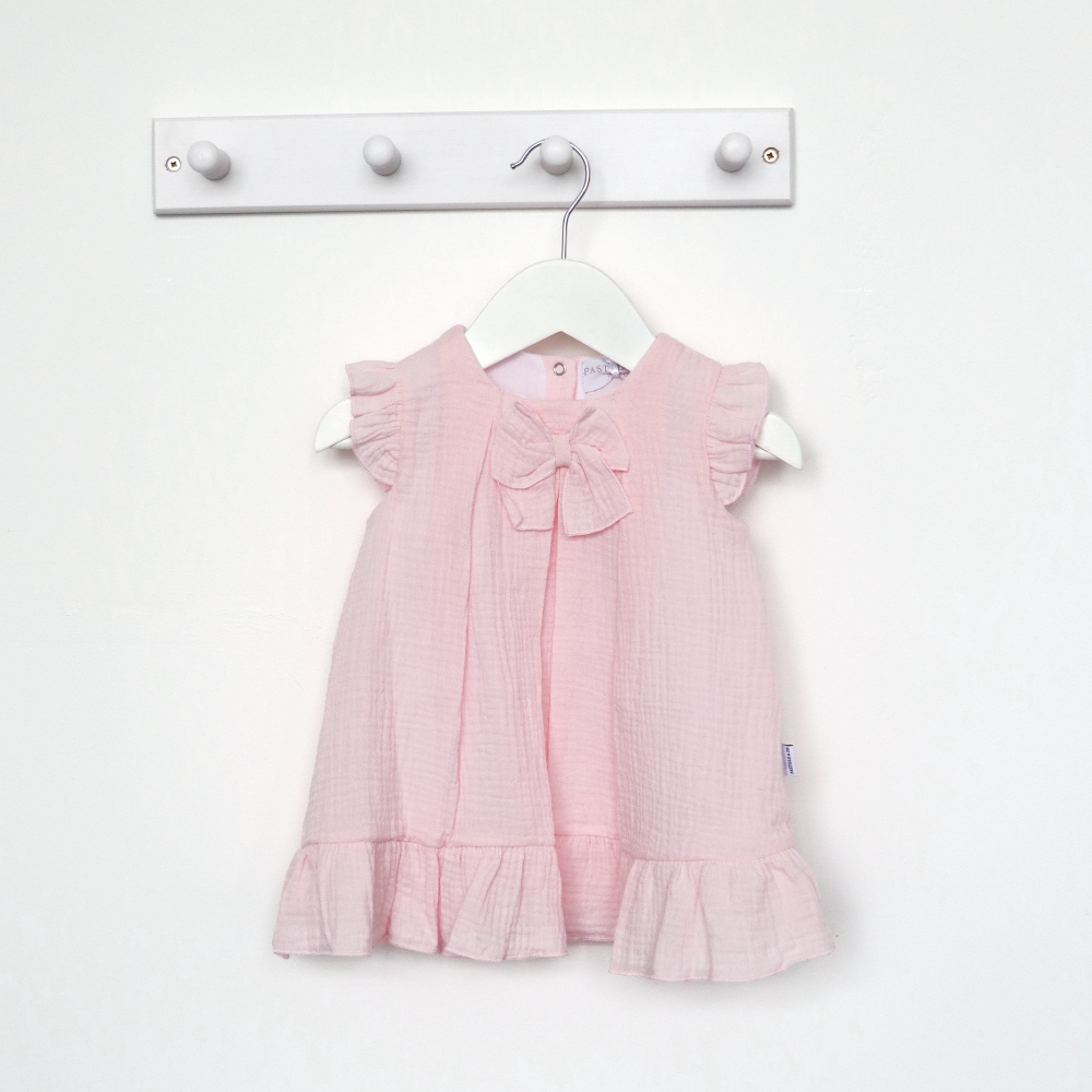 Pastels & Co Girls Pink Bow Dress