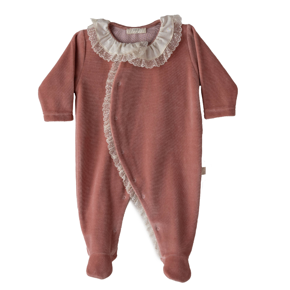 Baby Gi velour old rose sleepsuit