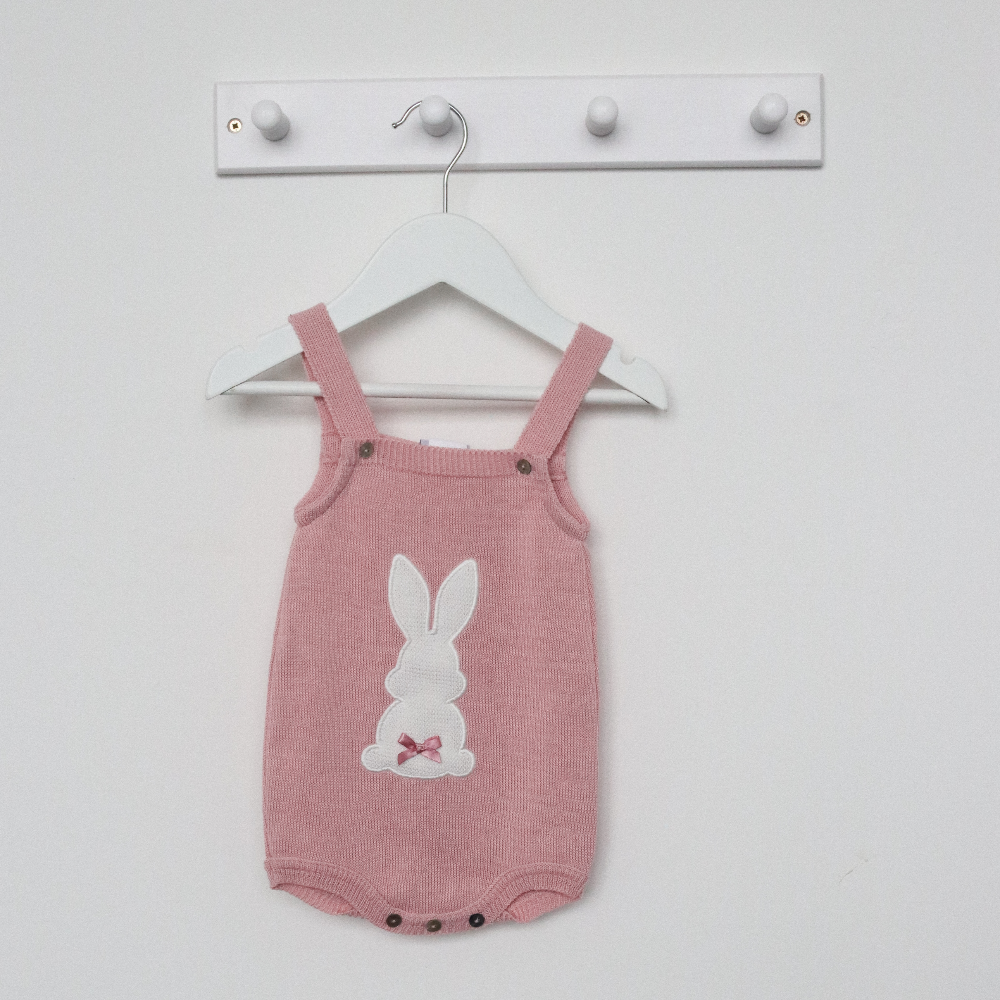 Girls Pink Knitted Bunny Romper