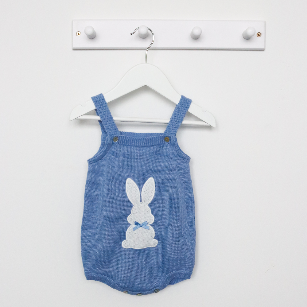 Boys Blue Knitted Bunny Romper