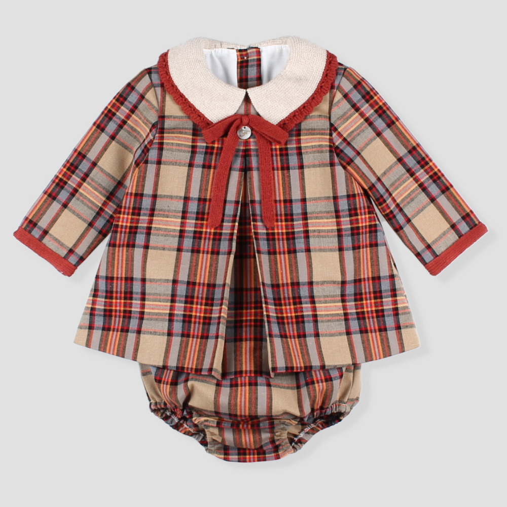 Foque Baby Girls Autumn Check Dress & Knickers