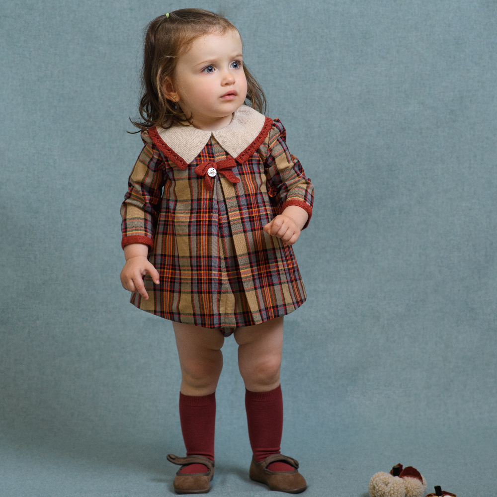 Foque Baby Girls Autumn Check Dress & Knickers