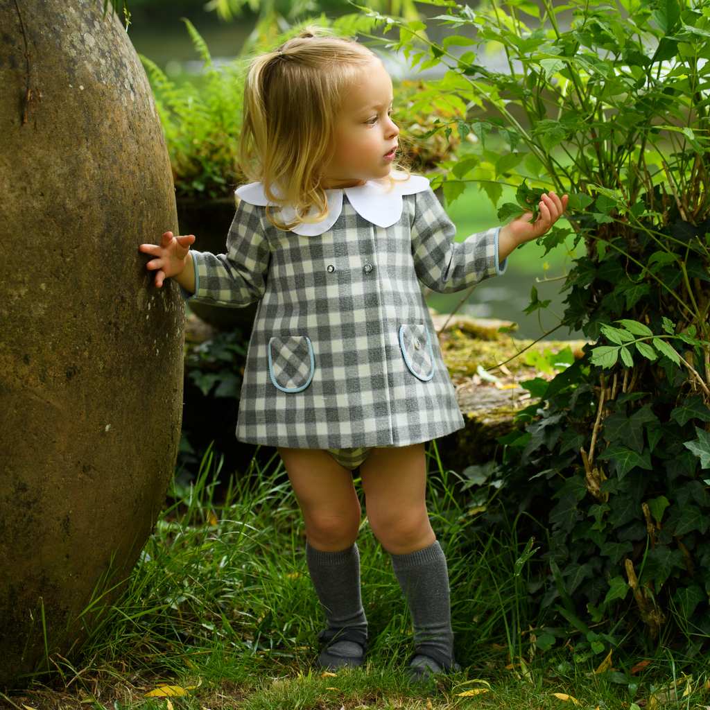 Foque Girls Grey Check Dress