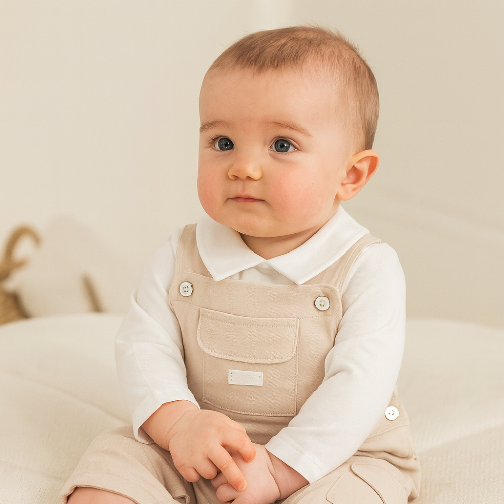 Mintini Boys Beige Dungaree Set