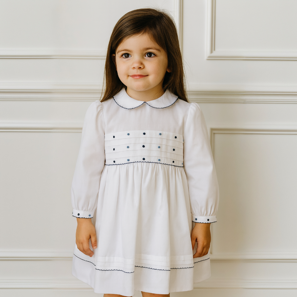 Sarah Louise Girls Navy Christmas Dress