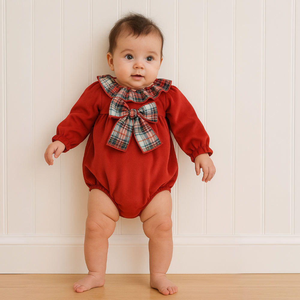 Pex Girls Red Tartan Romper