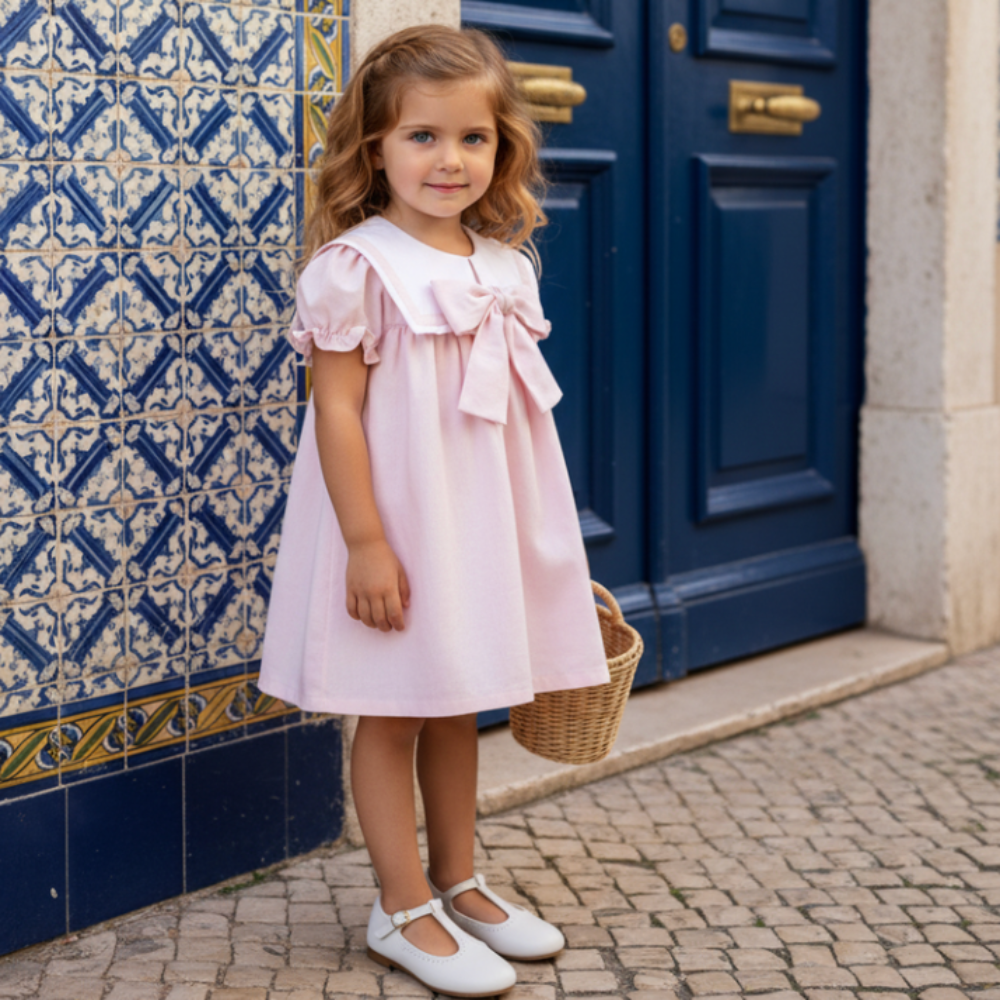 pink chambray dress Delphine Dress Linen Chambray - Pink