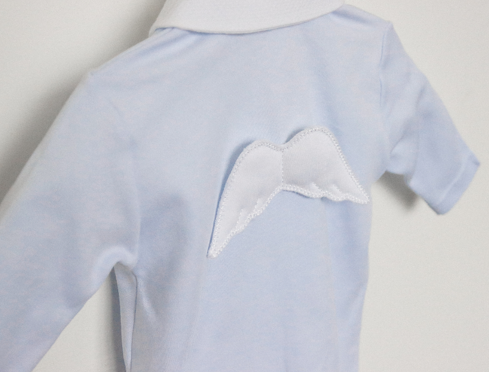 EXCLUSIVE to us Baby Gi Boys Blue Angel Wings Cotton Sleepsuit