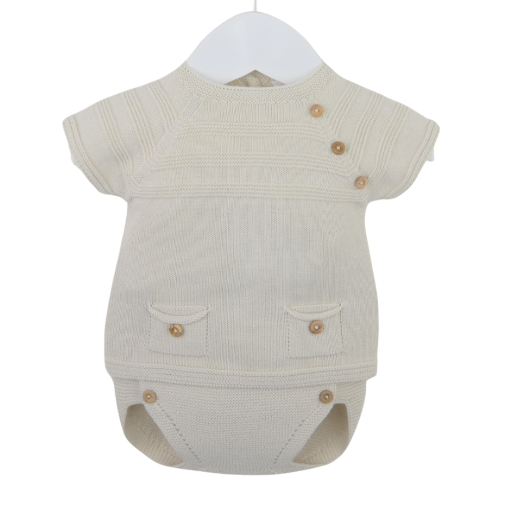 Pex Boys Beige Knitted Jam Pant Set