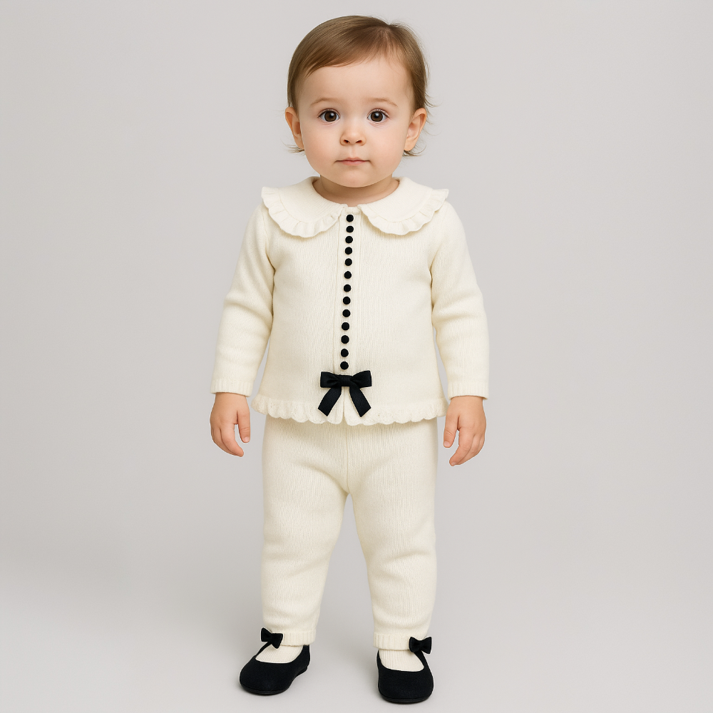 Exclusive Girls Winter White & Black Artesania Granlei Set