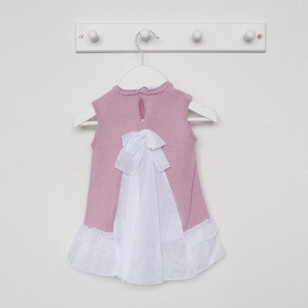 Artesania Granlei  Deep Pink Fine Knit Dress with Bow