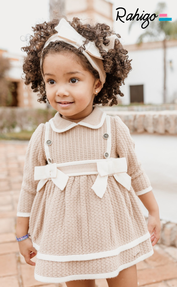 Rahigo Girls Camel & Cream Dress