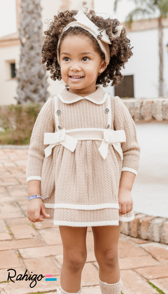 Rahigo Girls Camel & Cream Dress