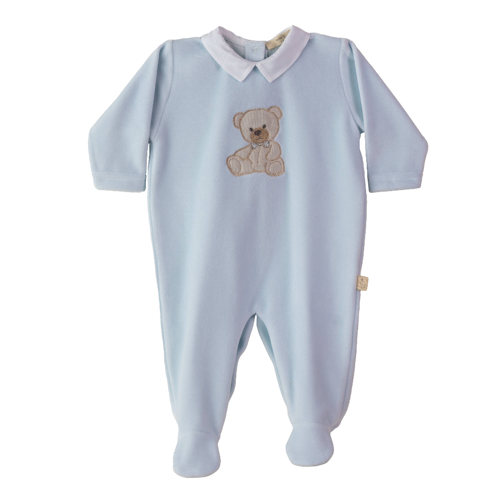 New In Baby Gi Sweet Teddy Blue Cotton Sleepsuit