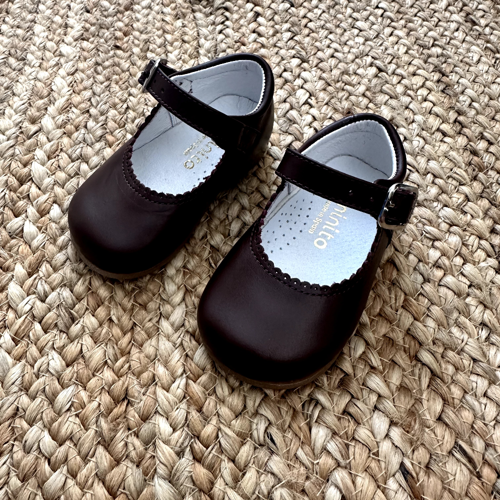 Caminito Girls Burgundy Leather Mary Jane Shoes