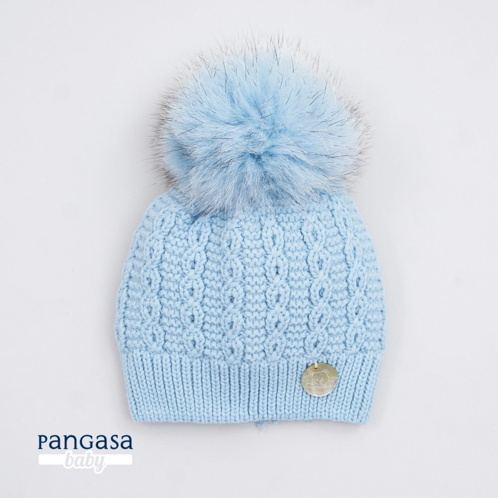Pangasa Powder Blue Fur Cable Knit Hat