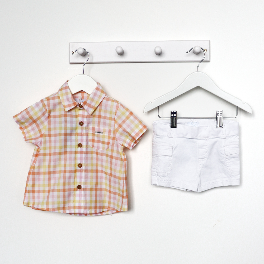 Foque Boys Checked Shirt & Shorts Set