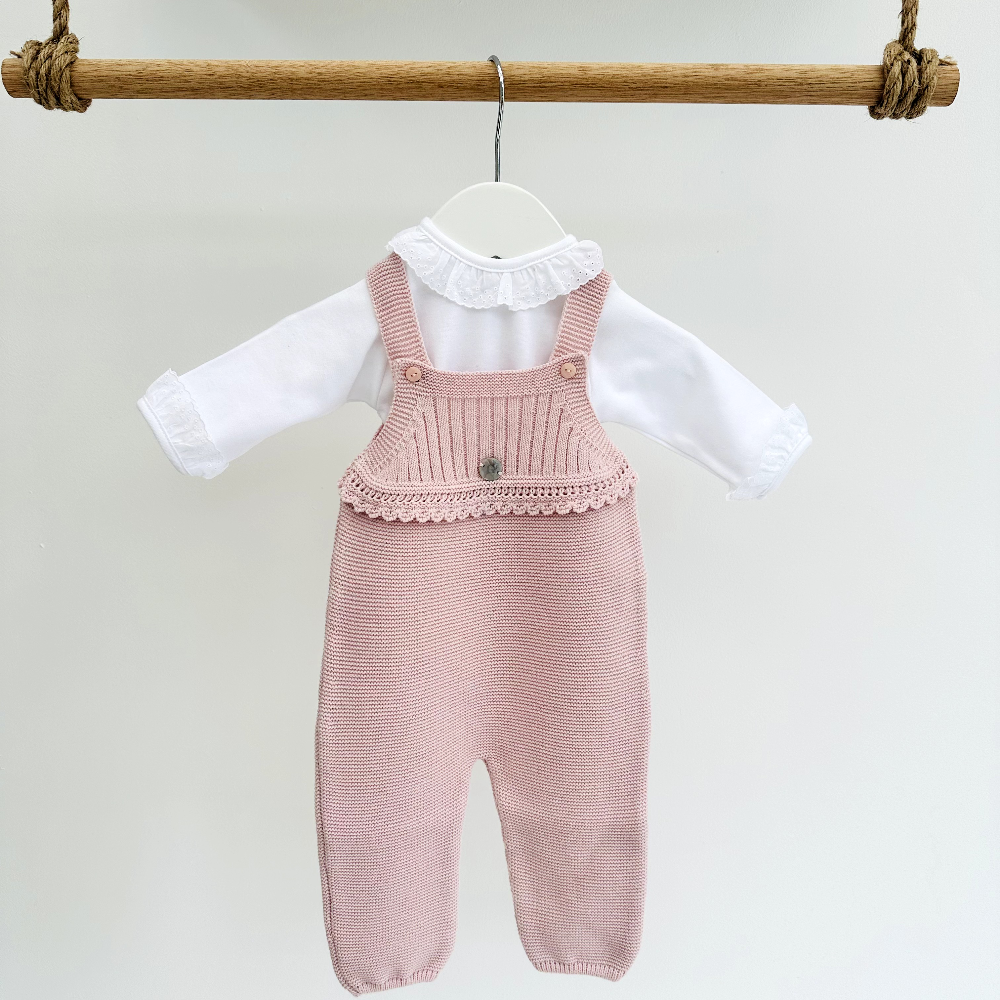 Artesania Granlei Baby Pink Fine Knit Dungarees