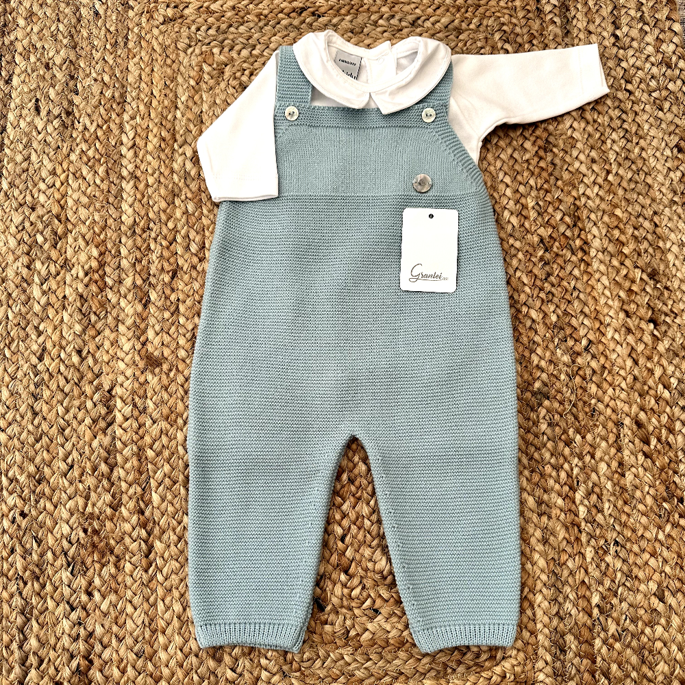 Artesania Granlei Boys Teal Fine Knit Dungarees & Vest