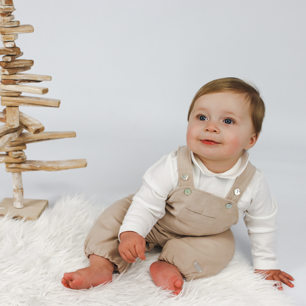 Mintini  Boys Beige Dungarees & Top