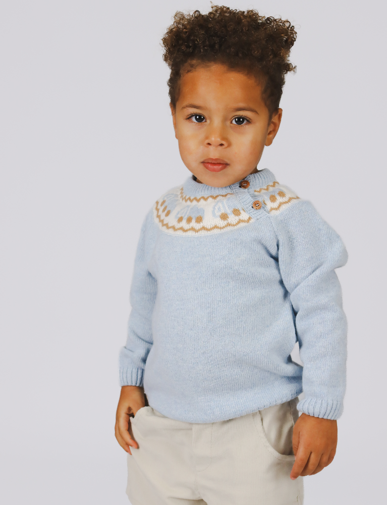 Foque Boys Blue Jumper & Cord Shorts Set