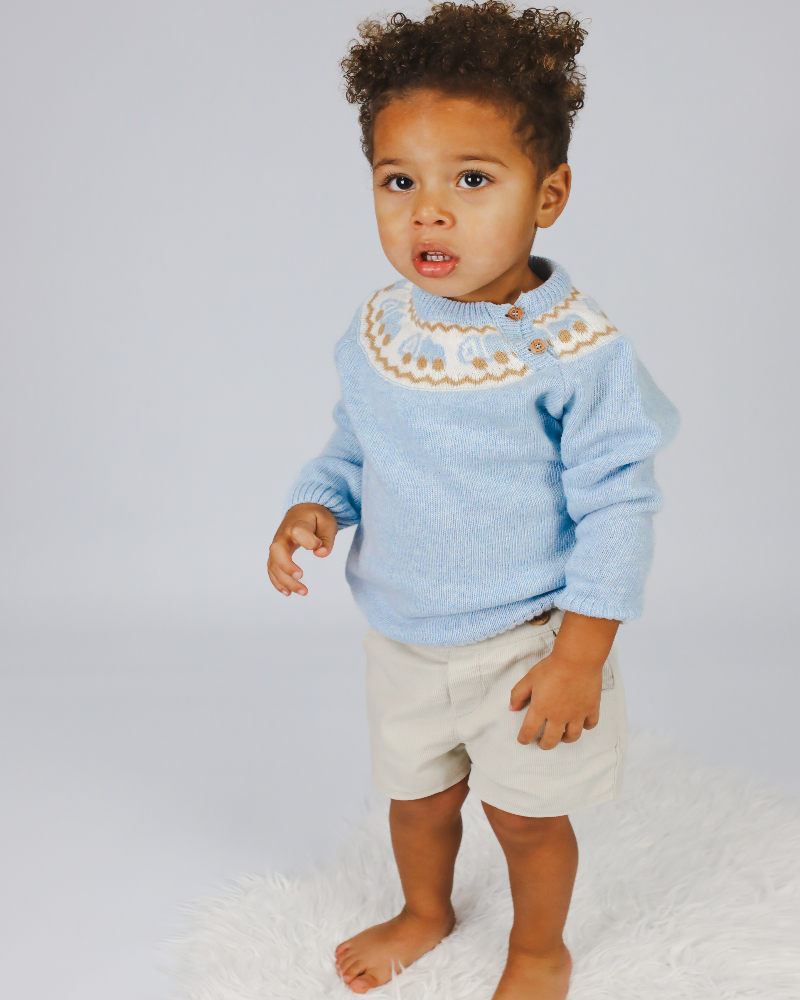 Foque Boys Blue Jumper & Cord Shorts Set