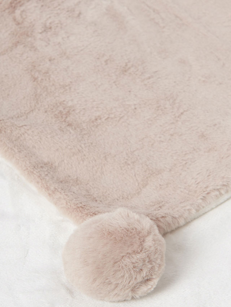 Mayoral Cappuccino Pom Pom Faux Fur Blanket