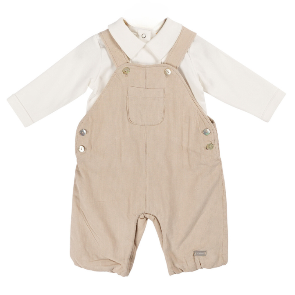 Mintini  Boys Beige Dungarees & Top