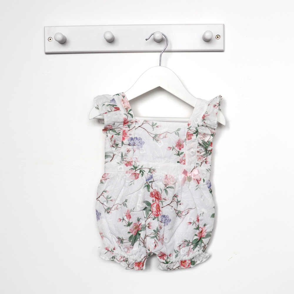 Mintini Girls White Floral Romper