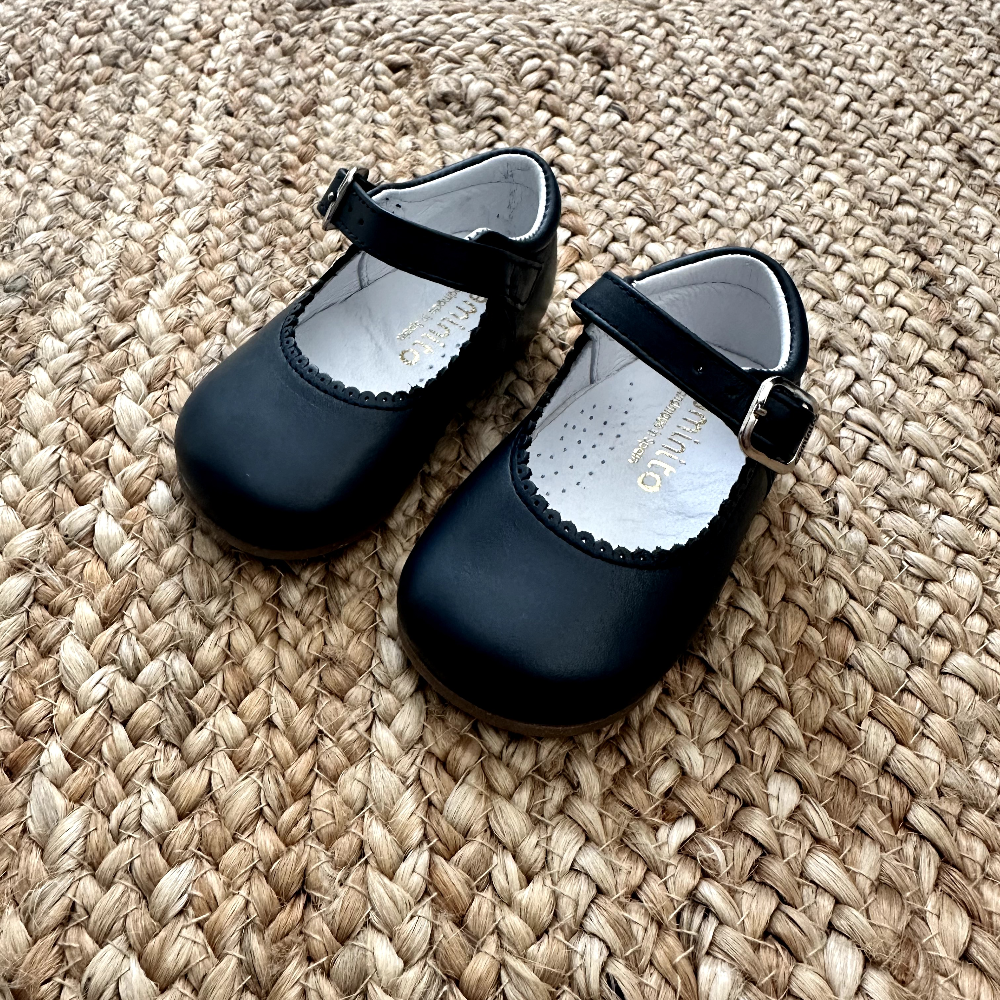 Caminito Girls Navy Leather Mary Jane Shoes