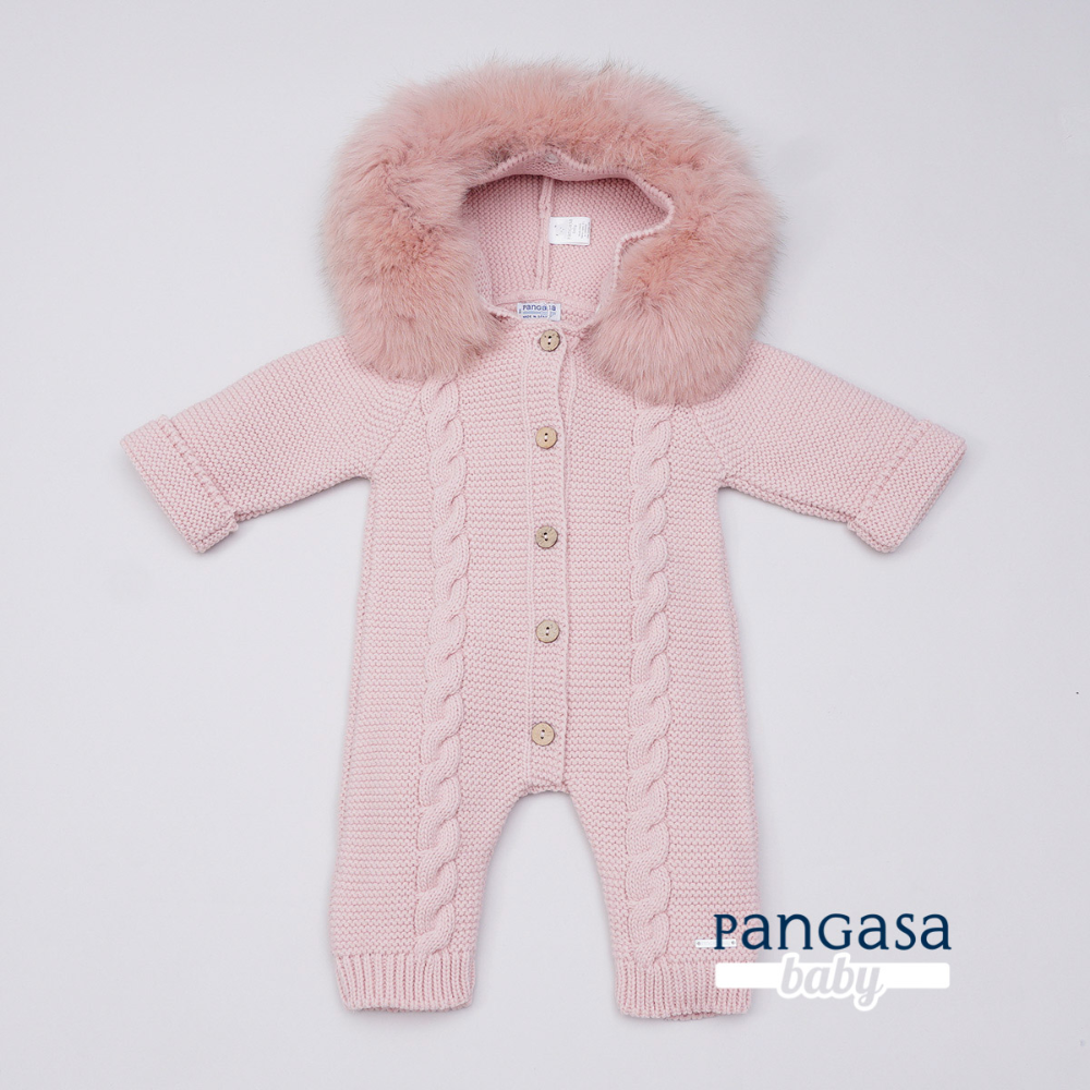 Pangasa Footless Faux Fur Powder Pink Pramsuit