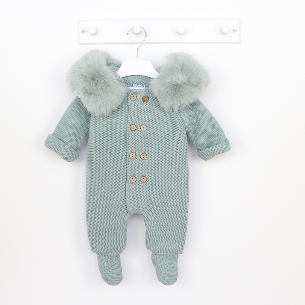 NEW!!!!   Pangasa Soft Green Fur Pramsuit -Pre Order